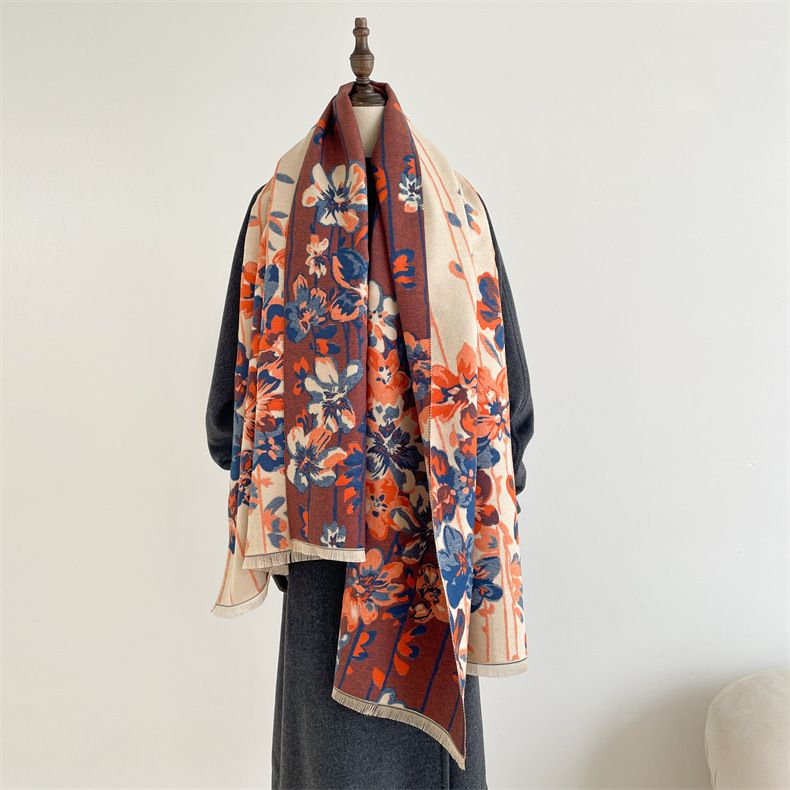 Hochwertiger warmer Schal aus Kaschmir mit Fransen für Damen, Nickerchendecke im Retro-Ethno-Stil_voghion.com