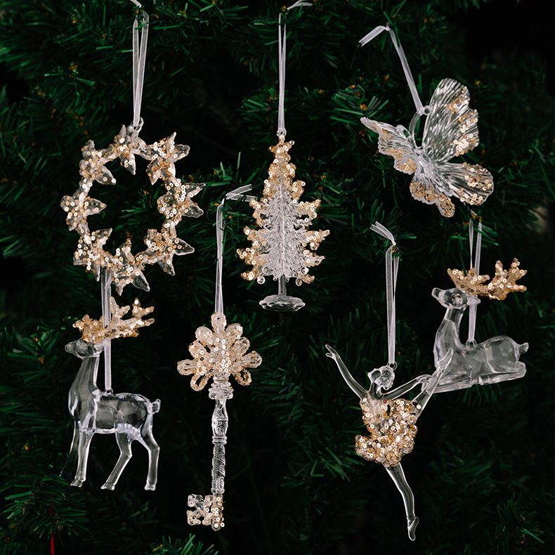 Glitzerndes Acryl-Christbaumschmuck-Set – Edle transparente Hängedekoration mit schimmernden Pailletten_voghion.com