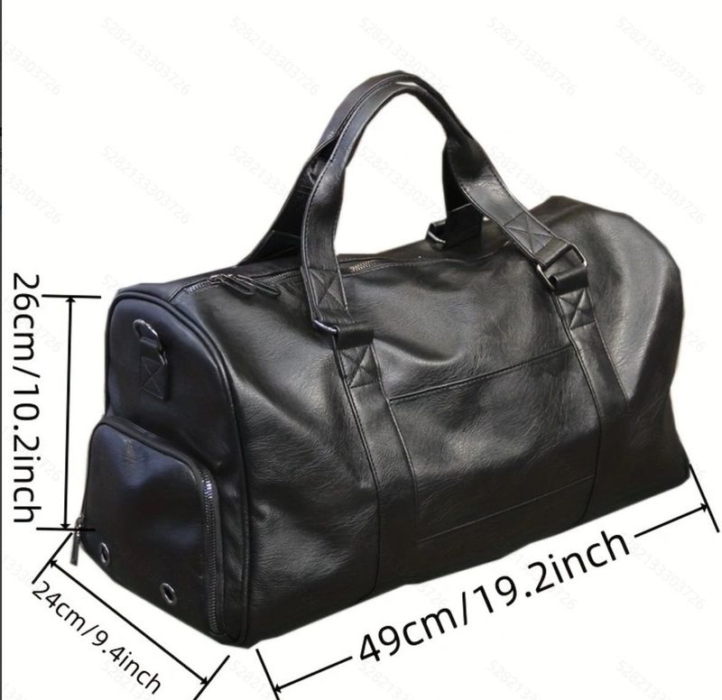 Men's Genuine Leather Travel With Shoe Compartment, Large Capacity Handbag, Shoulder Crossbody Bag, Waterproof And_voghion.com