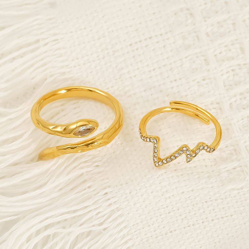 Ringe Unisex Schmuck Mode Mode Persönlichkeit Leichter Luxusring Weiblicher Edelstahl Dreidimensionaler offener Schlangenwickelring_voghion.com