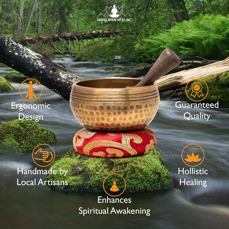 Set di campane tibetane ~ Campana sonora per meditazione martellata a mano in Nepal per yoga, meditazione, consapevolezza, guarigione e bilanciamento dei chakra ~ (3 pollici)_voghion.com