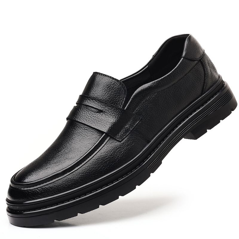 TerraStride Herren-Business- und Freizeitschuhe aus Schaffell mit Oberschicht, dicke Sohle, runde Zehenpartie, Slip-On, modisch, vielseitig, trendig, zum Fahren_voghion.com