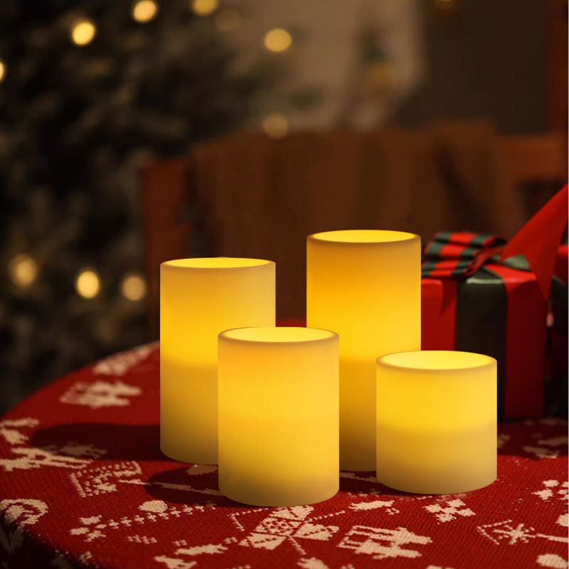 Flammenlose LED-Kerzen – Fernbedienung, Timer, 3D-Wachstextur, sicher für Heim- und Feiertagsdekoration (6er-Pack, warmweißes Flackern)_voghion.com