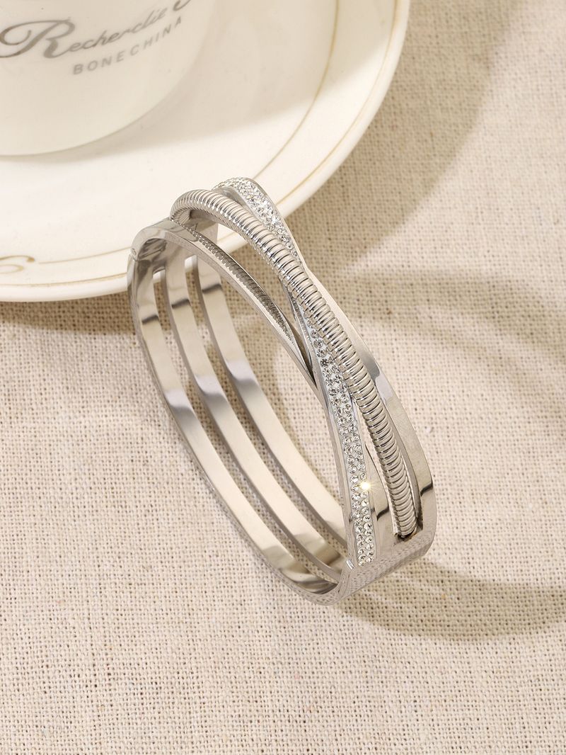 Three-Layer Wrapped Diamond-Studded Versatile Elegant For Women High Version Titanium Steel Non-Fading Jewelry Bracelet_voghion.com