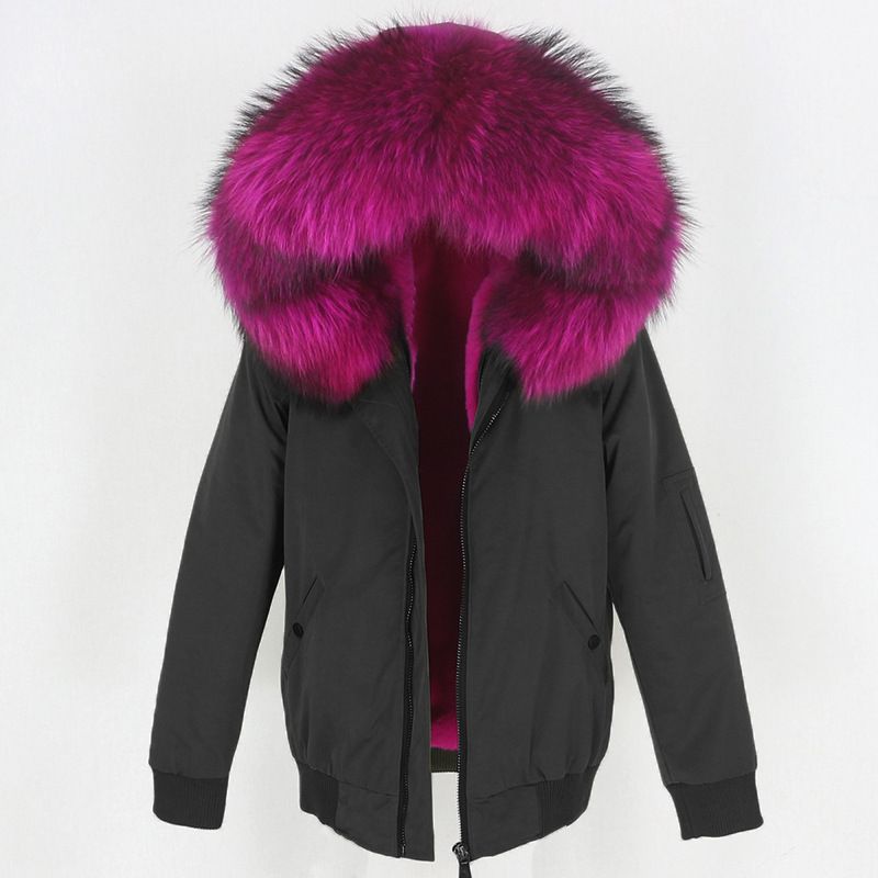 Abbigliamento donna nuovo parka con fodera in pelliccia artificiale ispessita, giacca con collo in pelliccia di volpe vera staccabile, cappotto di pelliccia_voghion.com
