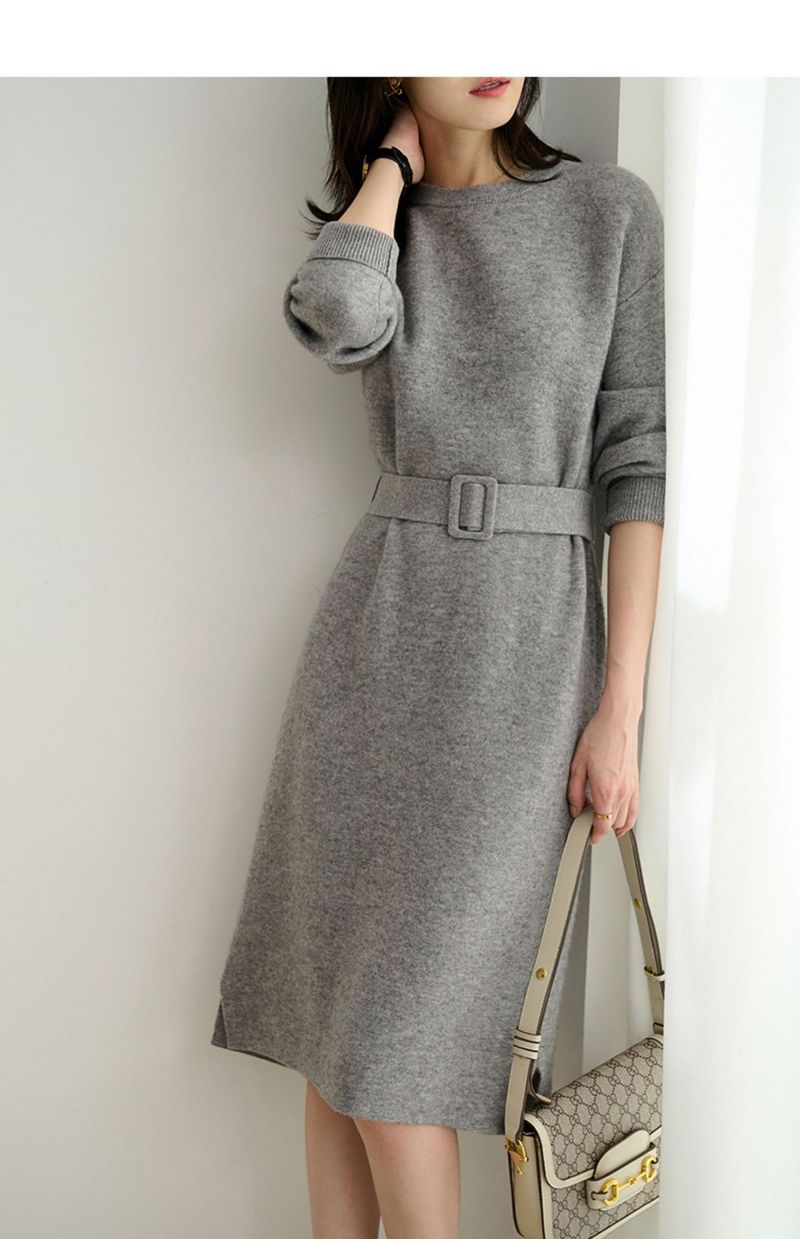 2023 High-End-Strickpullover für Herbst und Winter, mittellang, mit Mantel innen, lässiges, lockeres Kleid_voghion.com