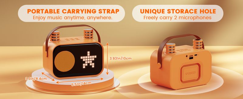 Mini Hine Kids, Portable Bluetooth Karaoke Speaker Unpowered Cabinets With 2 Wireless Microphones For Party_voghion.com
