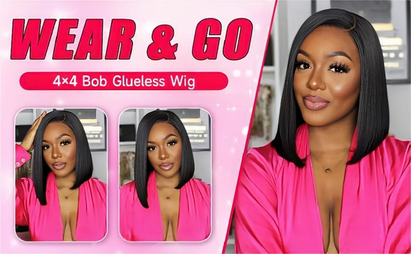 hot selling Glueless Bob Wig Ready To Wear Straight Transprent 4x4 Lace Closure Wigs For Women Human Hair_voghion.com