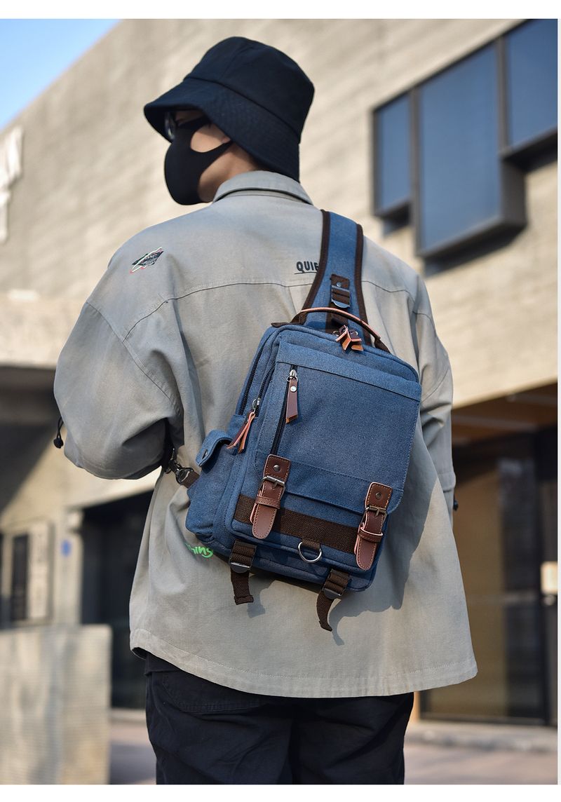 Men's Chest Bag Casual Water Proof Messenger Shoulder Bag Large Capacity Canvas Chest Backpack Outdoor Chest Bag Messenger Bag_voghion.com