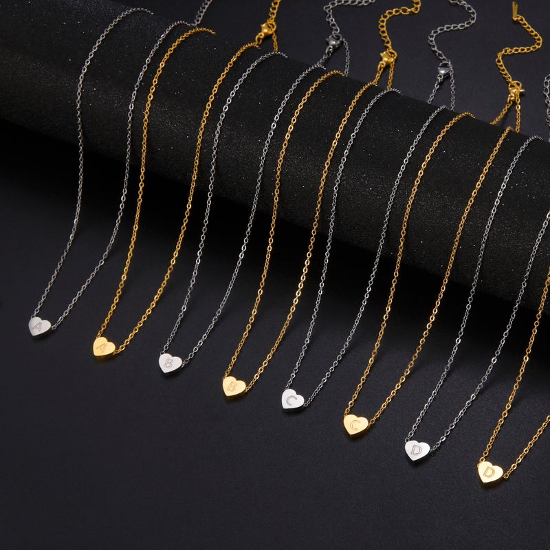 Cazador Halsketten mit Herz-Anhänger aus Edelstahl mit Anfangsbuchstaben für Frauen, Halsband, Kette, Schmuck, Geburtstagsgeschenke, Kpop-Trend_voghion.com
