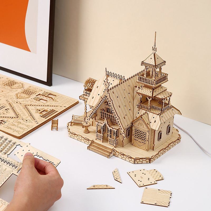 Novo quebra-cabeça tridimensional 3D brinquedos de madeira para crianças, brinquedos de montagem educacional DIY villa criativa_voghion.com
