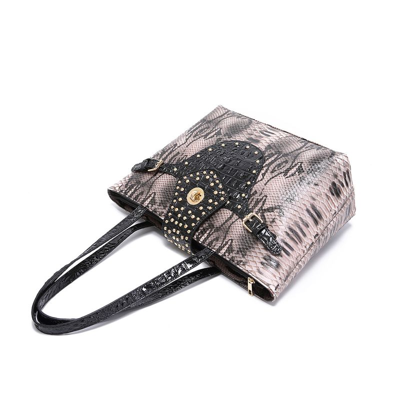 Women's Bag Tote Snake Pattern Shoulder Handbag Document Bag_voghion.com
