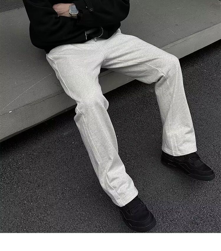 Herrenbekleidung Freizeithosen Herren Jugendhosen mit weitem Bein All Match Trendy Loose Straight Long Pants_voghion.com