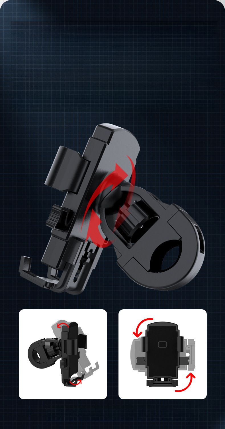 Support de téléphone pour moto, navigation pour vélo de montagne, absorption des chocs, anti-secousses, rotation à 360°_voghion.com