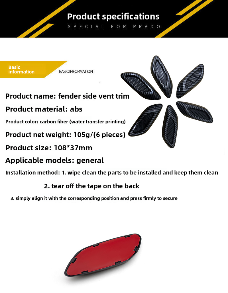Suitable For Car Fender Side Carbon Fiber Body Decoration Stickers Personalized Modification Universal_voghion.com