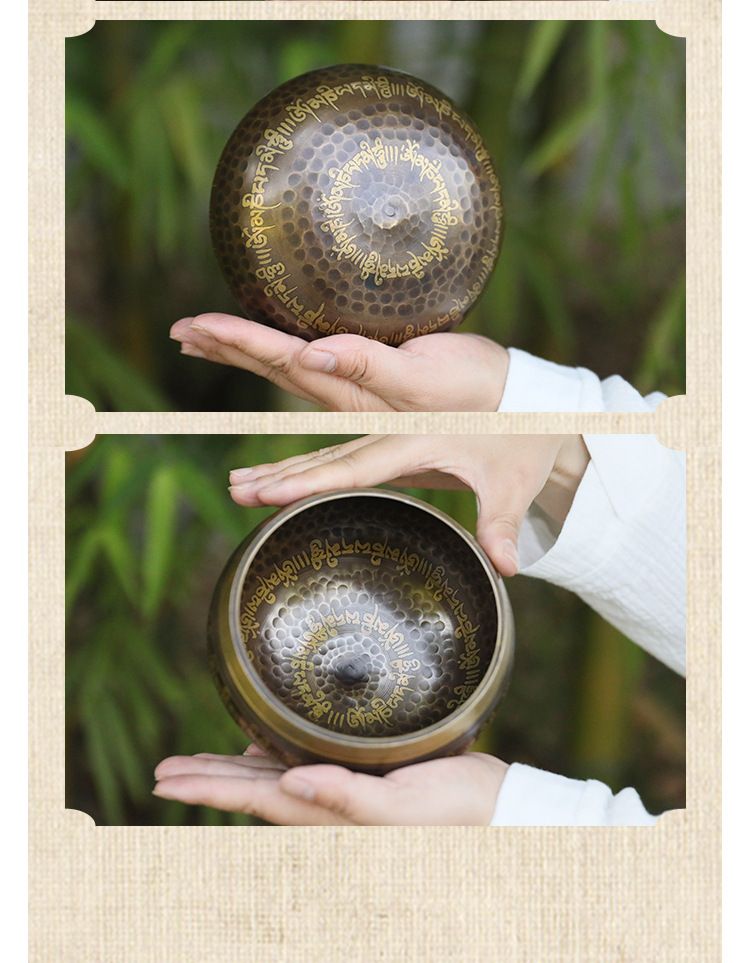 Nepal Singing Bowl Handmade Bowl Hand-Hammered Tibetan Singing Bowl Set - Stress Relief, Chakra Balancing & Meditation Tool_voghion.com