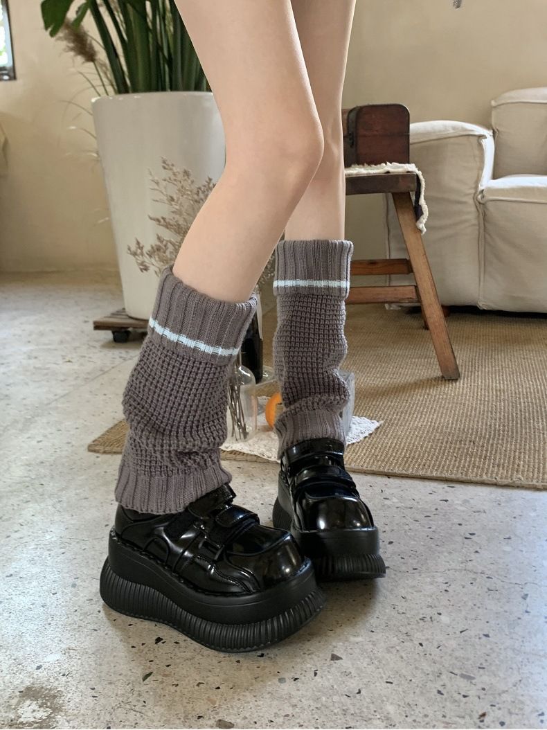 Chaussettes côtelées pour femme, chaussettes chaudes à superposer pour l'automne et l'hiver_voghion.com