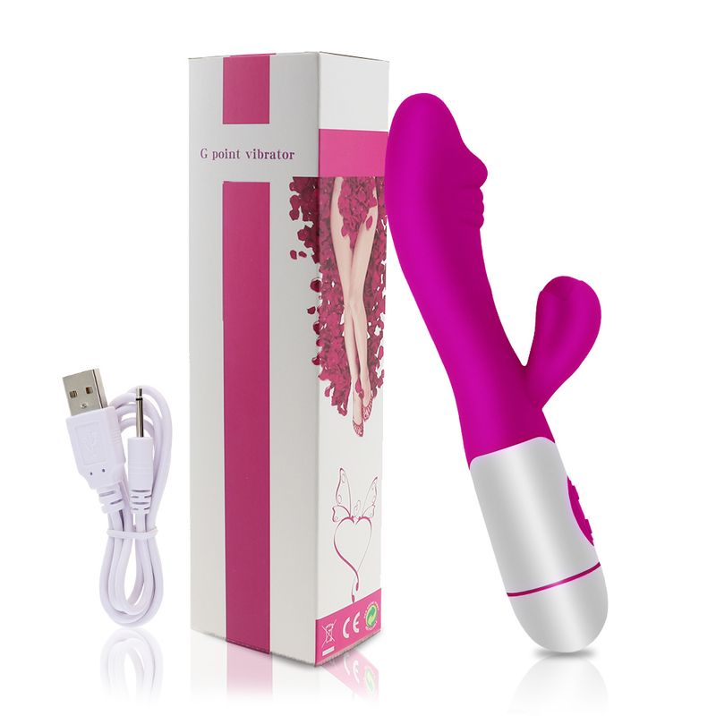 Dildo ricaricabile, vibratore a coniglio, doppia vibrazione, massaggiatore per punto G, AV stick, giocattoli sessuali per donne e donne_voghion.com