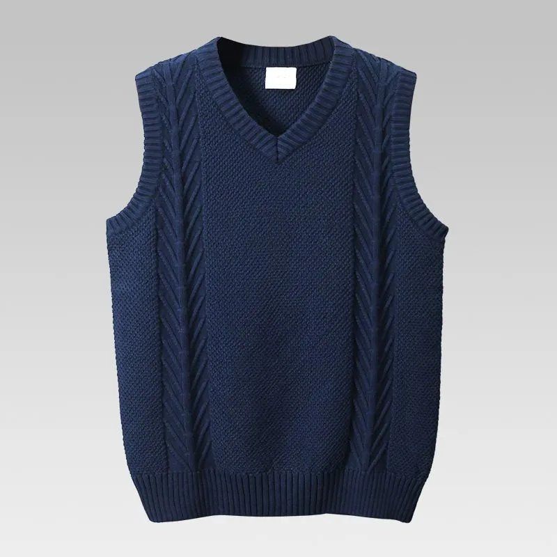 Men's Clothing Casual Business Thick Line Vest Men's V Neck New Sweater Knitted Vest Sleeveless Knitted Sweater Loose Top_voghion.com