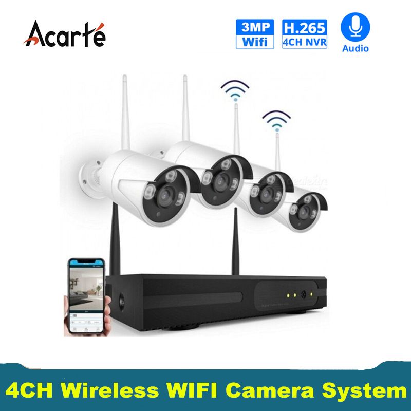 Leistungsstarkes 4-Wege-Überwachungsset Kabelloses Kamera-CCTV-System-Kit_voghion.com