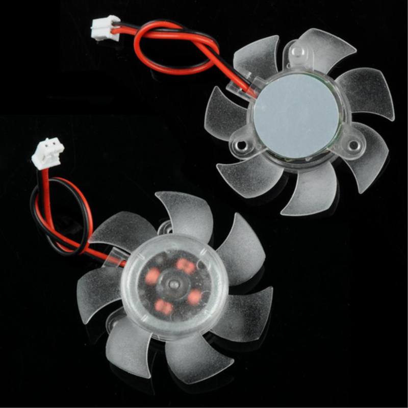 1 Piece 12V 2 Pin 7 Blades Transparent Cooling Fans PC VGA Graphics Video Card Heatsink Cooler Cooling Fan 45mm Replacement_voghion.com