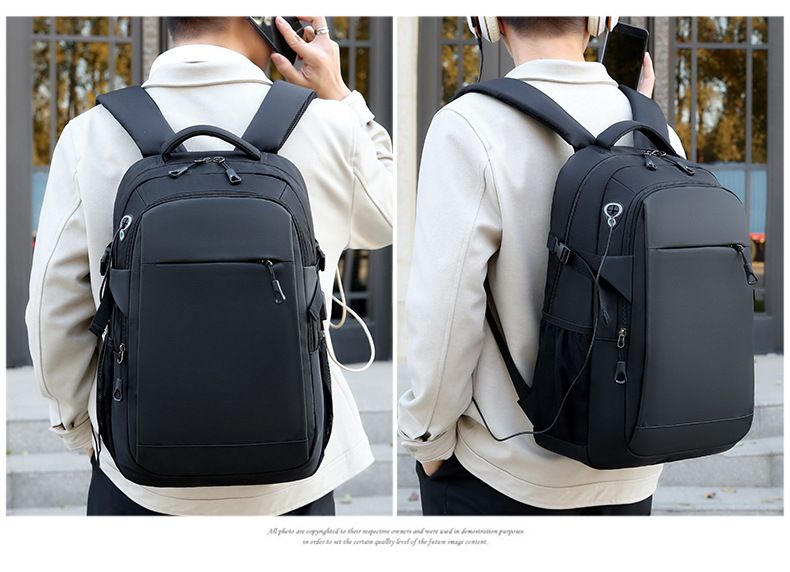 2024 new men's backpack, black backpack for men, student business travel laptop bag, wear-resistant and waterproof, large capacity backpack_voghion.com
