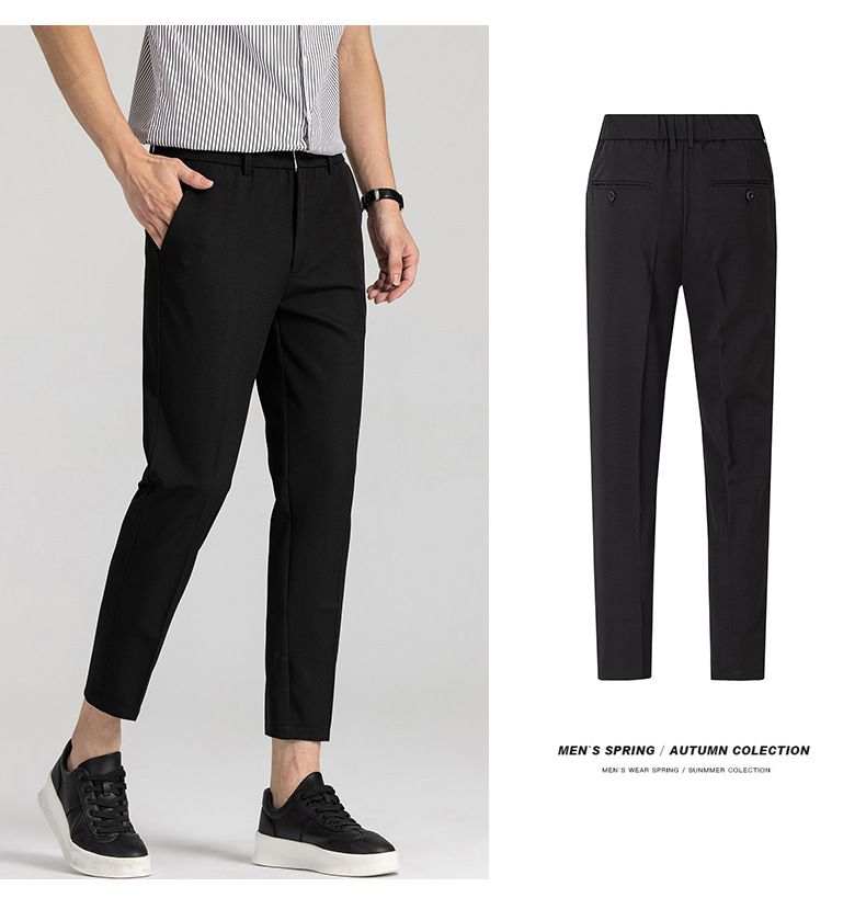 Herrenbekleidung Vier Jahreszeiten Neun Punkte Hose Herren Elastische Taille Bequeme Allgleiches Freizeithose Herren Südostasien Mode Einfache Hose Herren_voghion.com