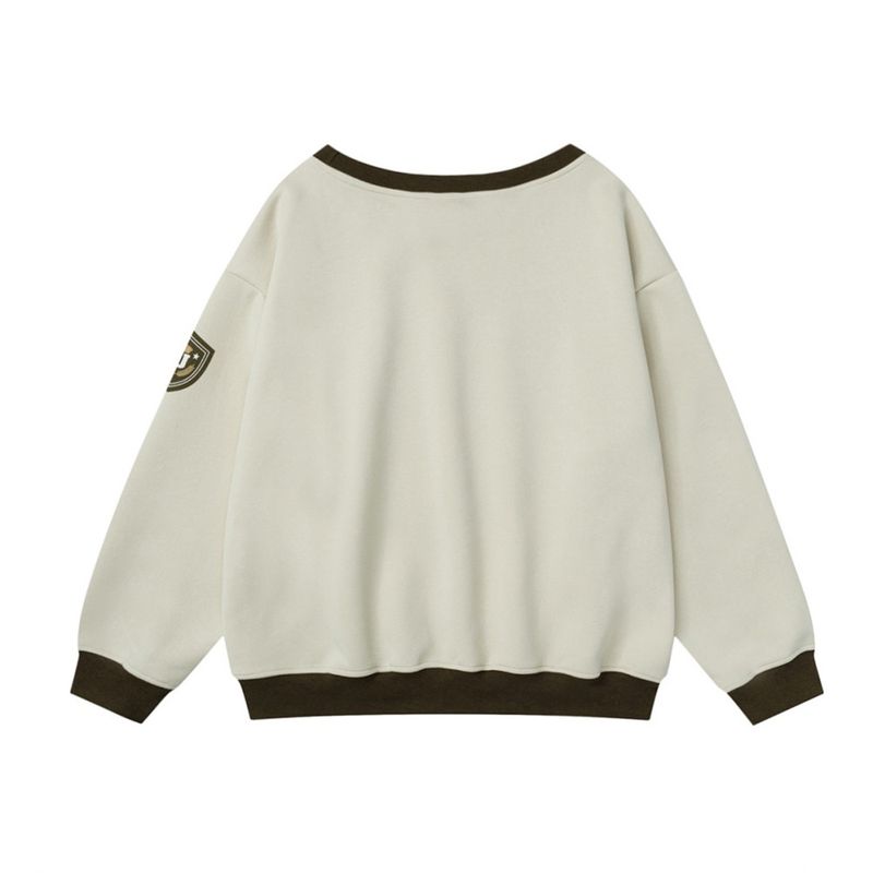 Sweat-shirt à col rond imprimé 3 bandes, style décontracté, ample, printemps-automne, style américain, pour homme_voghion.com