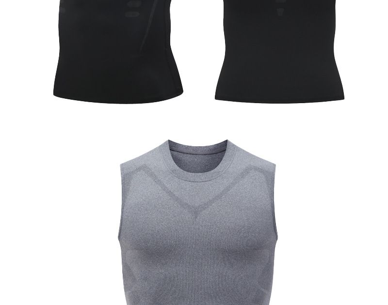 Men's Quick-Dry Sports T-Shirt - Breathable & Lightweight Running Gym Vest For Basketball Training & Workout (Black/White/Gray)_voghion.com