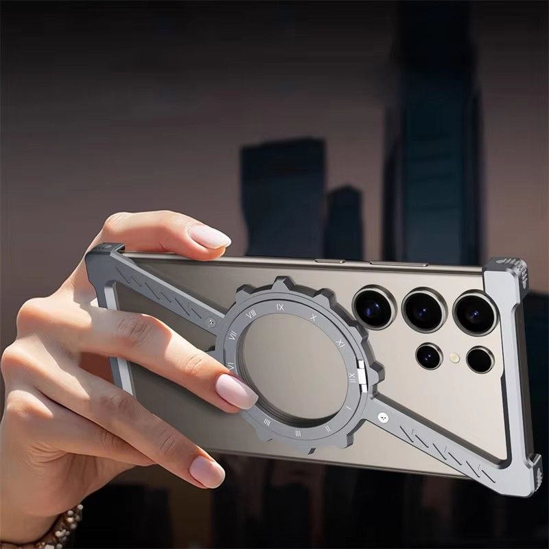 Z Shaped MetalCase For Samsung Galaxy S25 S24 S23 S22 Ultra Shockproof Bumper 360 ° Rotating Bracket Protective Cover_voghion.com