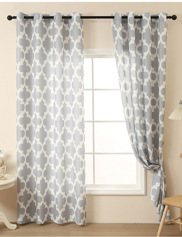 Vorhänge mit Kürbisblumen-Print, grauer Hintergrund, hochwertige, unordentliche, halblichtblockierende Vorhänge, geeignet für Wohnzimmer- und Balkonvorhänge_voghion.com