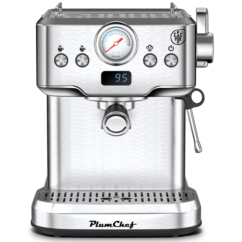 W1002P292436 1350W Semi-automatic Coffee Machine 20Bar Professional Concentrated Coffee Maker With Milk Foamer, Single Shot And Double Shot, Compatible With ESE POD 1.5L Water Tank, Capsule Filter_voghion.com