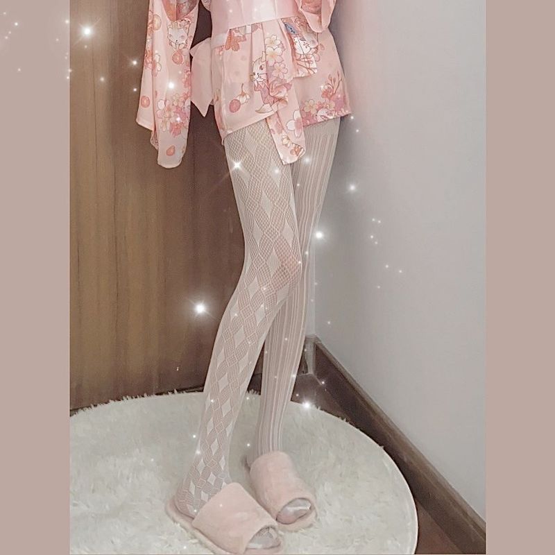 Nuovo stile di calze sexy traforate a rete con diamanti e stelle, collant da donna, personalità femminile, calzini neri in seta giapponese con fondo scuro_voghion.com