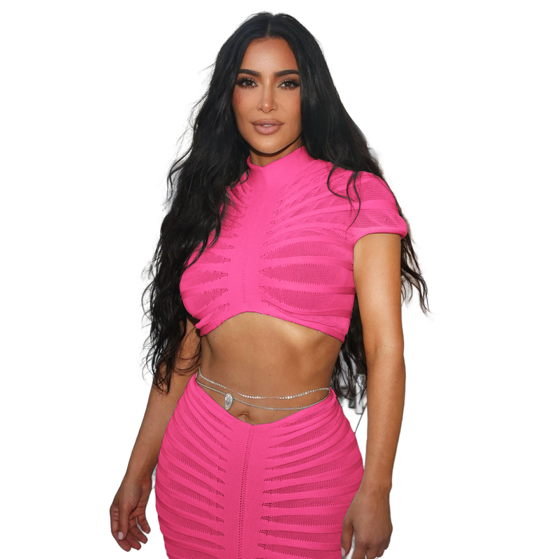 Abbigliamento da donna Abito da discoteca sexy in maglia trasparente da donna con gonna a vita bassa_voghion.com