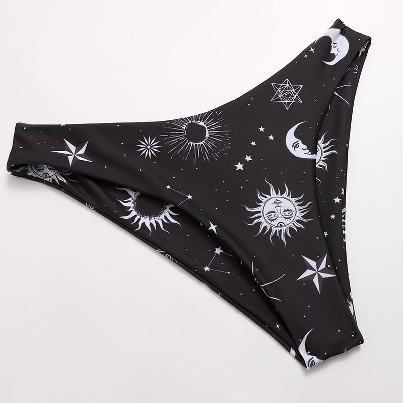 New Split Sexy Solid Color Printed Triangle Bikini Set Swimsuit_voghion.com