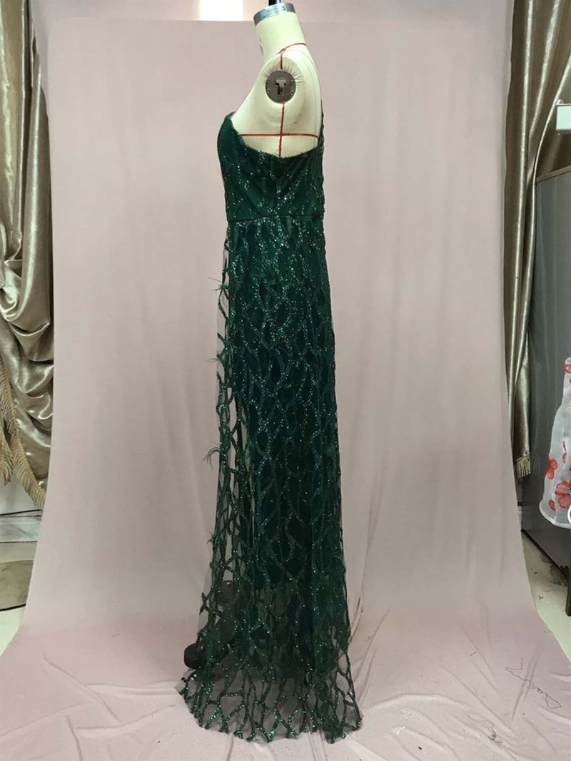 Damenbekleidung neue Farbe Pailletten Fee lange ärmellose Mode schlanke Temperament mittel und lang Abendkleid_voghion.com