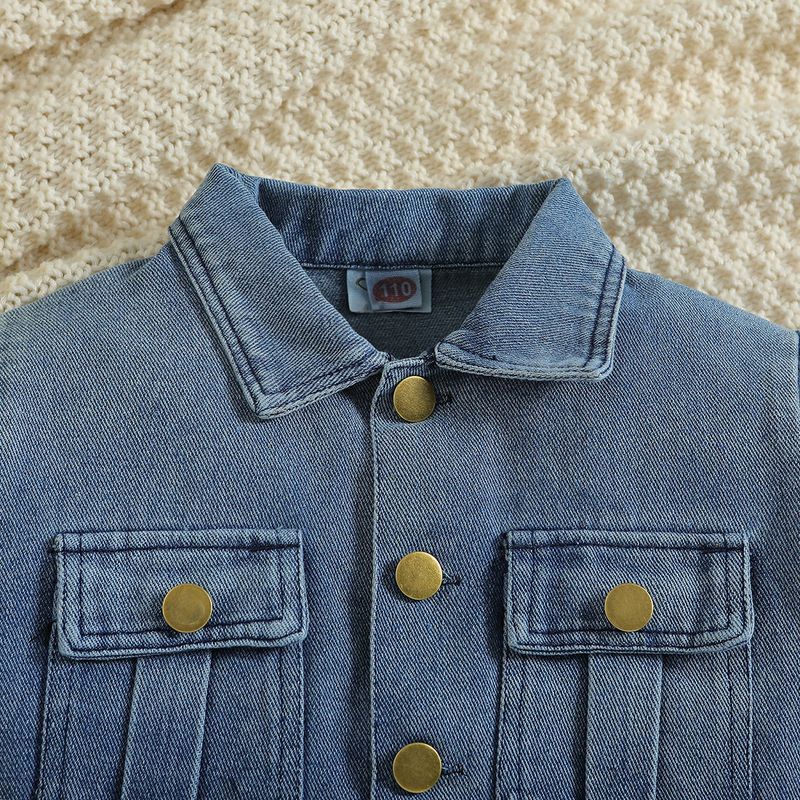 Children's Clothing New Girls' Denim Suits Fashionable Long Sleeved Jackets And Flared Pants_voghion.com