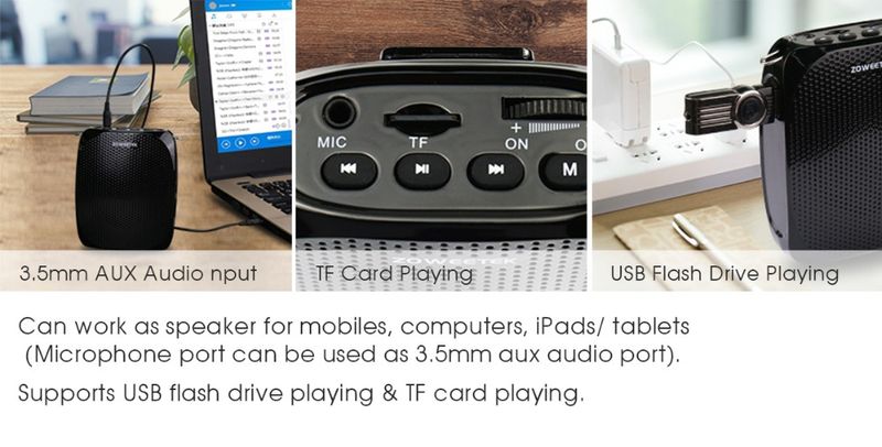 2023 Mini amplificatore vocale portatile ricaricabile con microfono cablato per insegnanti, supporta il formato audio MP3_voghion.com