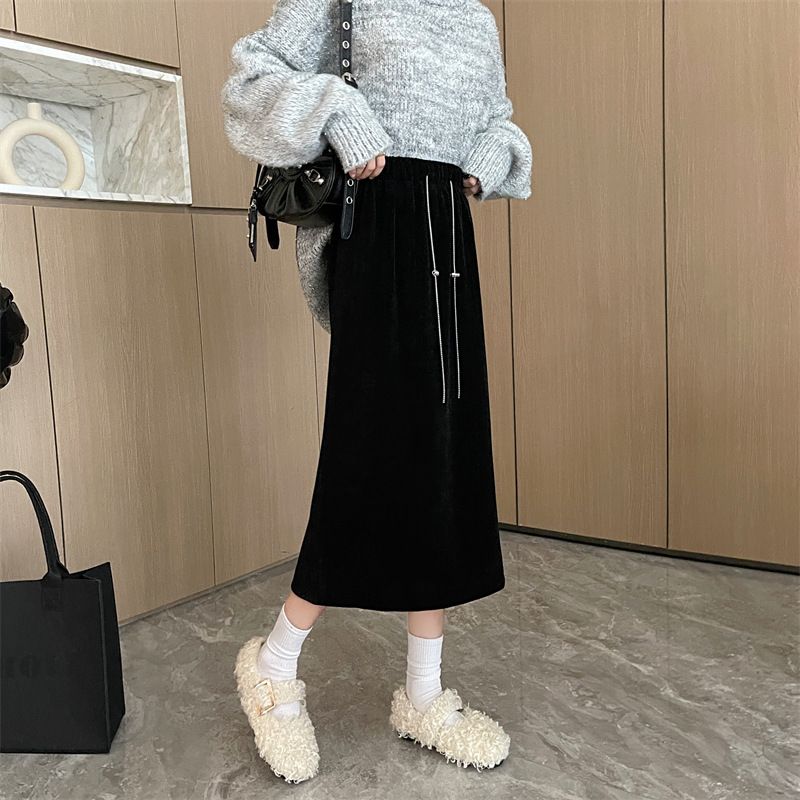 ChicShe 2024 Spring And Autumn New Thin Style Plus Size Loose Slimming High Waist With Slit Straight A-Line Skirt_voghion.com