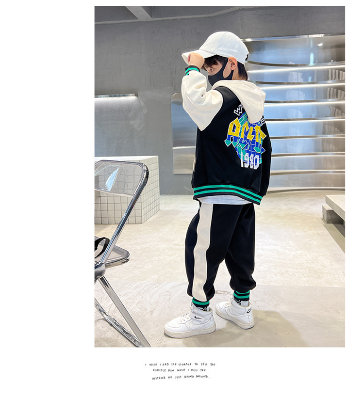 Pull de sport à capuche pour enfants, ensemble deux pièces, de taille moyenne à grande, vêtements de printemps et d'automne, nouvelle collection 2023_voghion.com