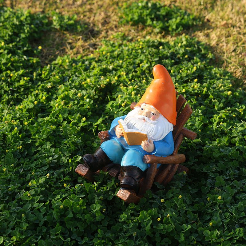 New Recliner Reading Floor Figurine Home Decor Gnome Dwarf Garden Statue Decoration Resin Craft_voghion.com