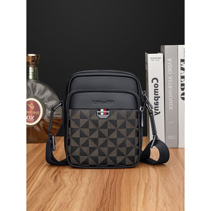 Genuine Crossbody Handheld Briefcase, Business Single Shoulder Bag, Small Vertical Leather Bag For Men, Trendy_voghion.com