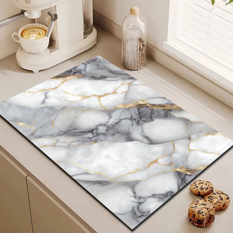 Tappetino asciugapiatti da cucina in tessuto tecnico premium e diatomite - Tappetino assorbente quadrato antiscivolo per piatti, protezione per tavolo resistente al calore_voghion.com