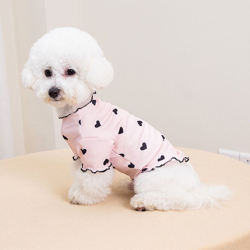 Maglietta con base a cuore, abbigliamento primaverile e autunnale, orsacchiotto, bichon, cani di piccola taglia, cuccioli, gatti a pelo corto britannico, animali domestici_voghion.com