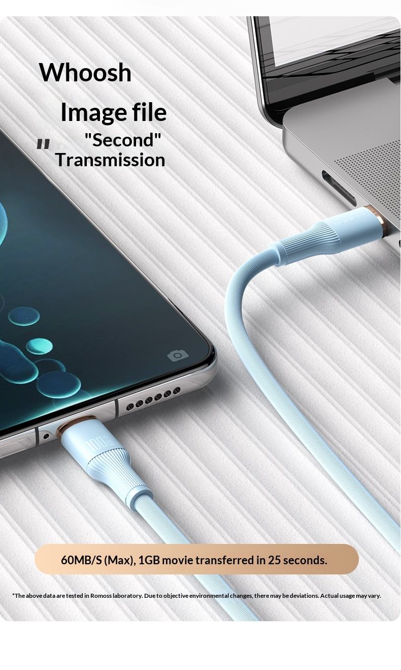 Câble de charge Digitex Romoss Data 5A ultra-rapide compatible avec les téléphones Huawei, double port USB-C PD, 100 W_voghion.com