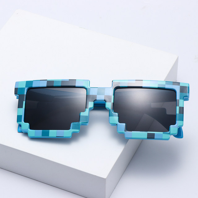 Kids and Adults Sunglasses Cosplay Action Game Toy Square Glasses Pixel Mosaic Sunglasses Thug Life Sunglasses_voghion.com