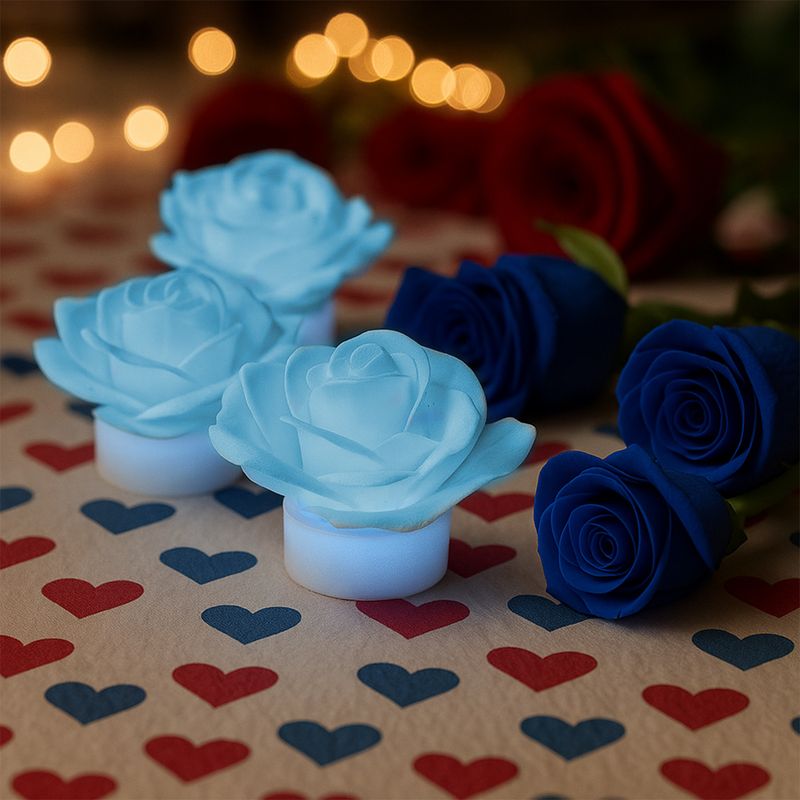 Bougie électronique créative en forme de rose, simulation lumineuse, multicolore, pour mariage, Saint-Valentin_voghion.com