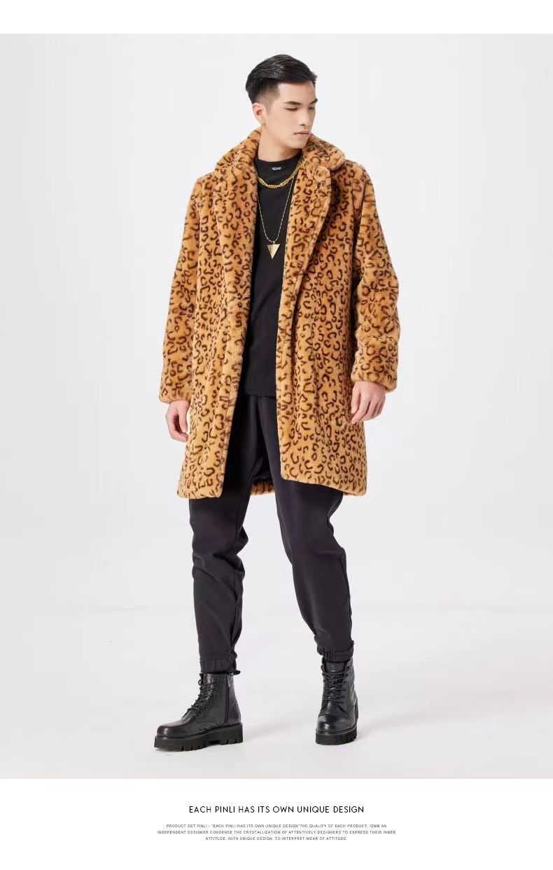 Abbigliamento maschile Cappotto casual da uomo con colletto alla coreana, di media lunghezza, alla moda, di grandi dimensioni, in pelliccia, spesso e caldo_voghion.com