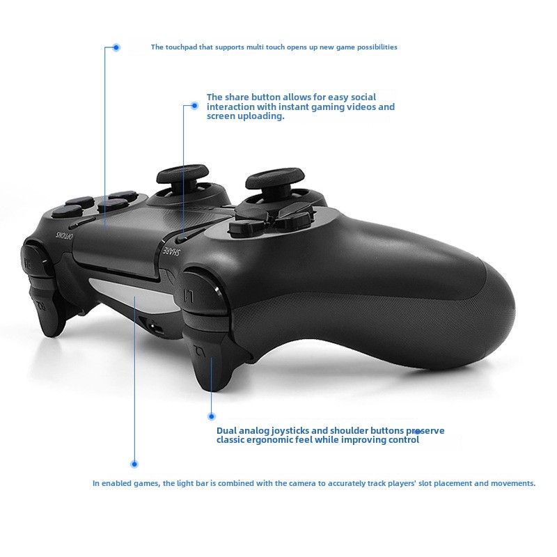 Geschikt voor P4 Bluetooth Gamepad P4 Draadloze handgreep met gyroscoop vibratiefunctie Handgreep_voghion.com