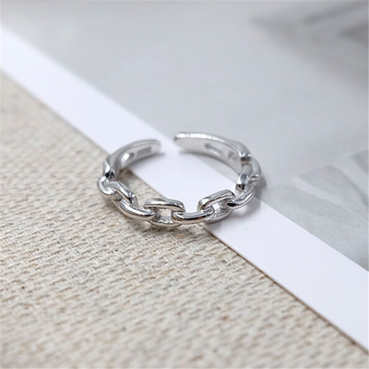 Sterling Sier VENUS Fashion Simple Chain Ring Creative Personality Women's Chain Opening Ring Jewelry Gift_voghion.com